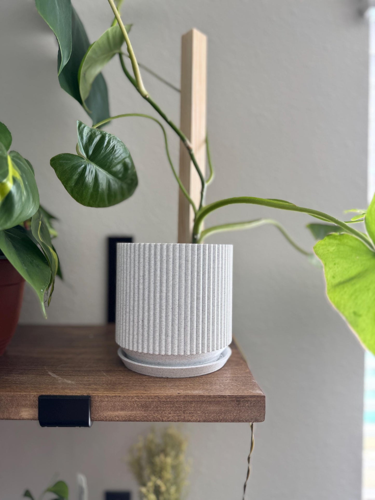 3D Printed Ribbed Planter Pot with Drip Tray