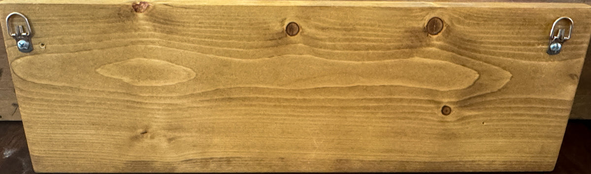 Monstera leaf hook rack in early American stain with black hooks