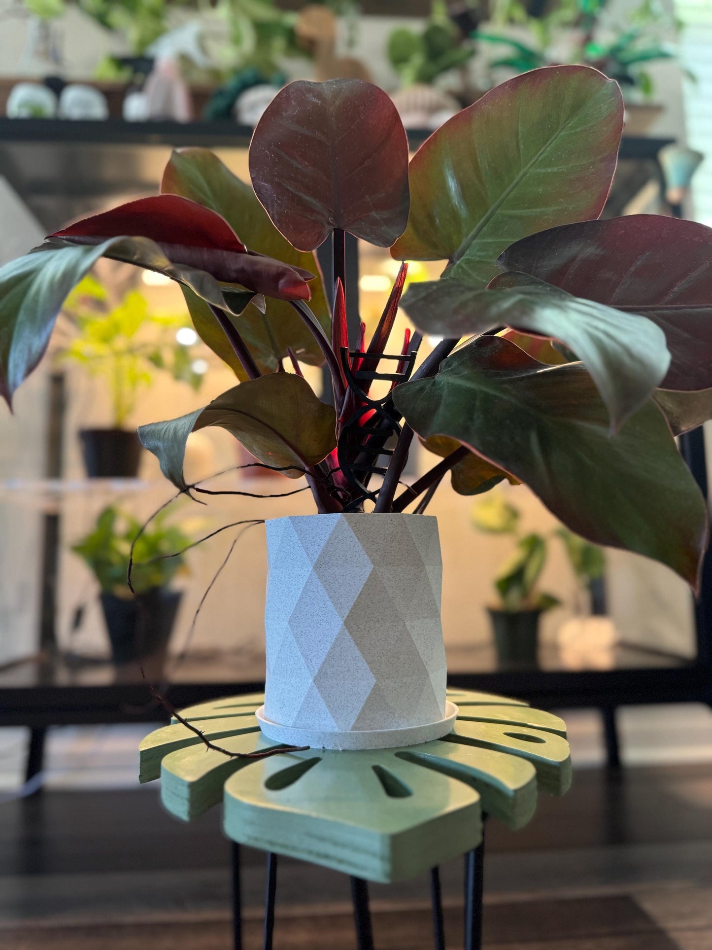 3D Printed Diamond Pattern Planter Pot with Drip Tray